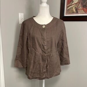 Orvis 100% Linen Womens Lightweight Jacket Blazer Top Brown Size 8 Button